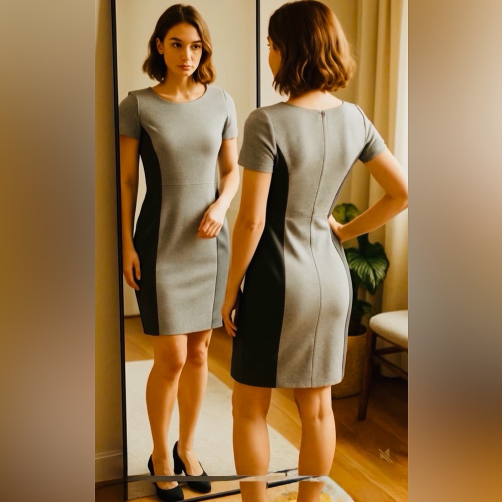 J. Crew Gray and Black Mini Dress